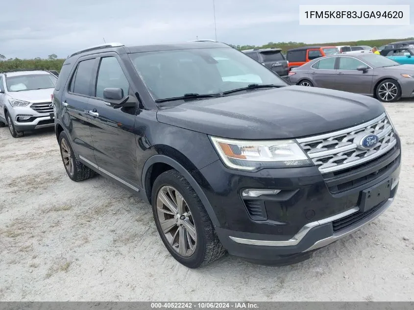 2018 Ford Explorer Limited VIN: 1FM5K8F83JGA94620 Lot: 40522242