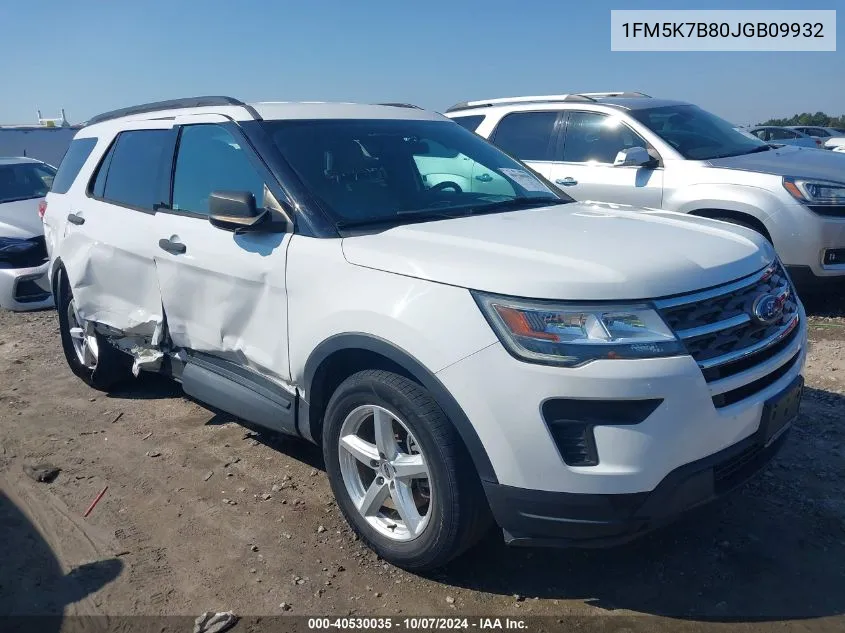 2018 Ford Explorer VIN: 1FM5K7B80JGB09932 Lot: 40530035