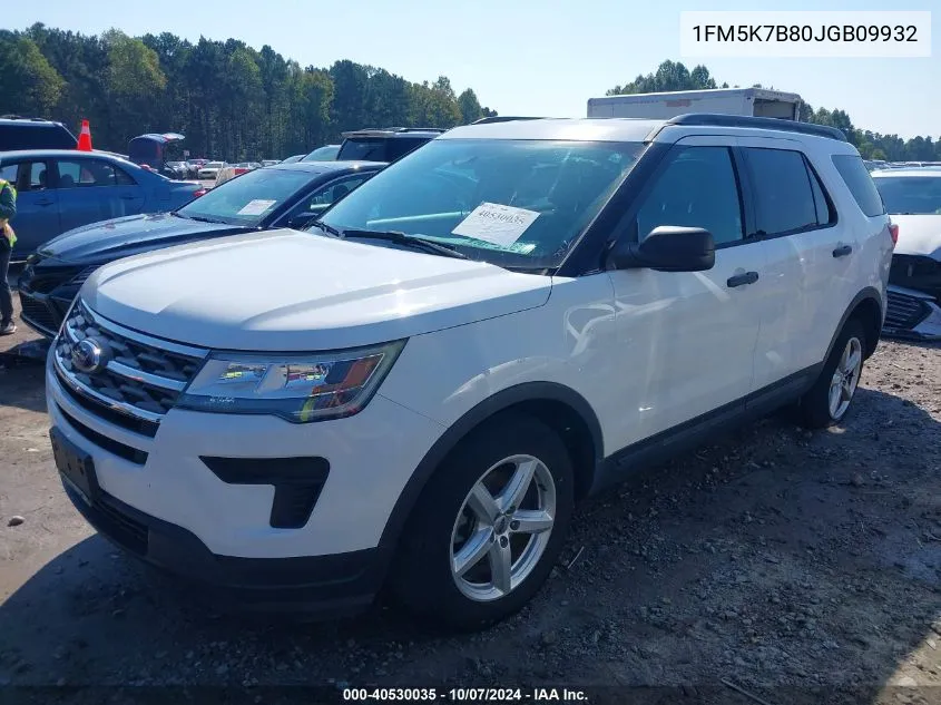 2018 Ford Explorer VIN: 1FM5K7B80JGB09932 Lot: 40530035