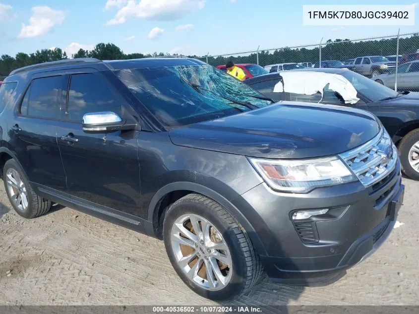 2018 Ford Explorer Xlt VIN: 1FM5K7D80JGC39402 Lot: 40536502