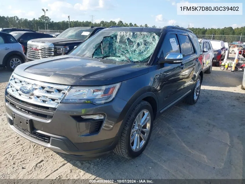 2018 Ford Explorer Xlt VIN: 1FM5K7D80JGC39402 Lot: 40536502