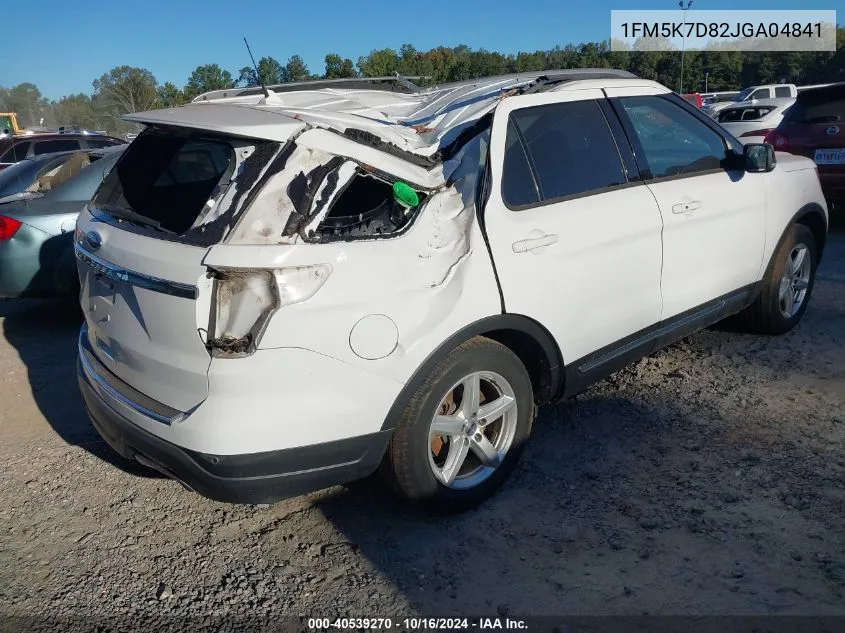 2018 Ford Explorer Xlt VIN: 1FM5K7D82JGA04841 Lot: 40539270