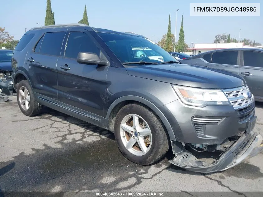 2018 Ford Explorer Xlt VIN: 1FM5K7D89JGC48986 Lot: 40542543