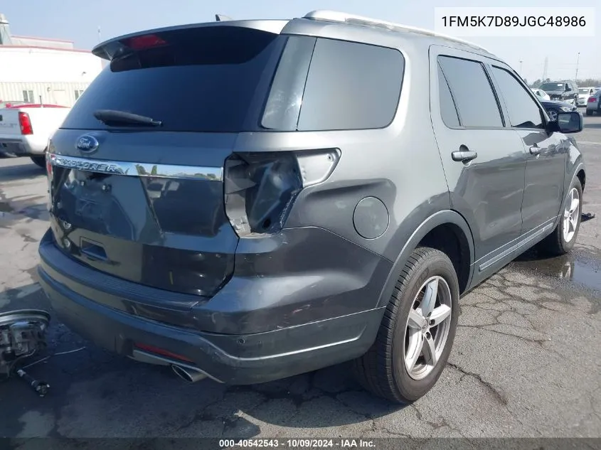 2018 Ford Explorer Xlt VIN: 1FM5K7D89JGC48986 Lot: 40542543