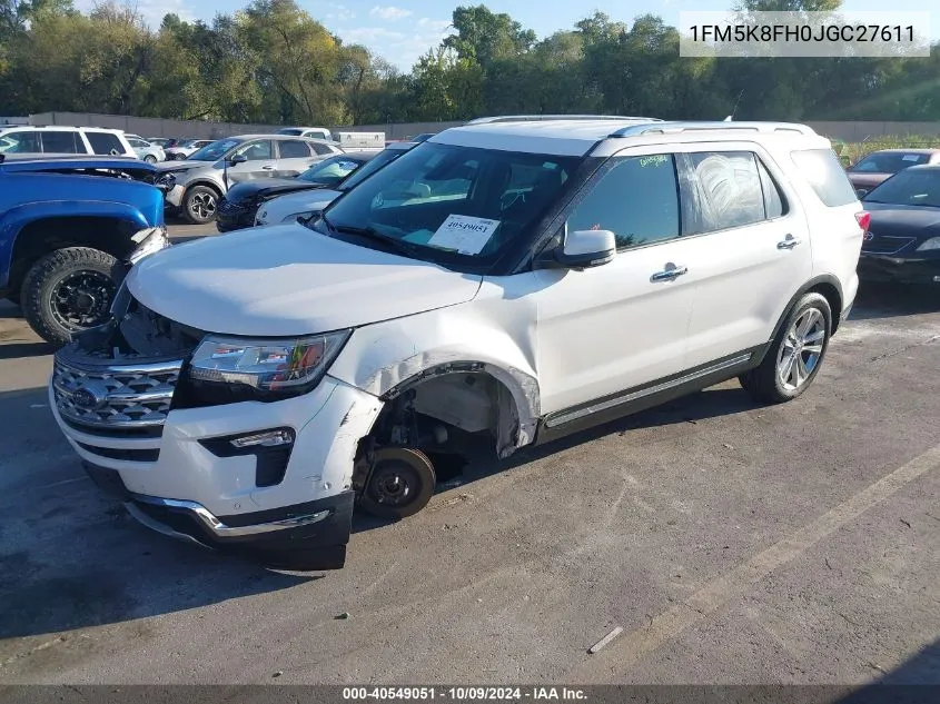 2018 Ford Explorer Limited VIN: 1FM5K8FH0JGC27611 Lot: 40549051