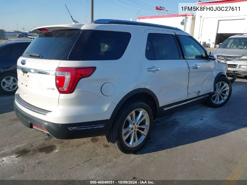 2018 Ford Explorer Limited VIN: 1FM5K8FH0JGC27611 Lot: 40549051