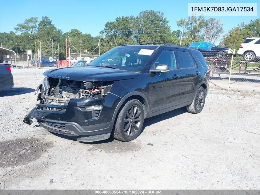 2018 Ford Explorer Xlt VIN: 1FM5K7D83JGA17534 Lot: 40563554