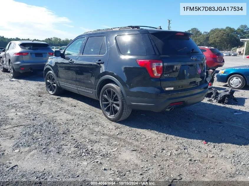 2018 Ford Explorer Xlt VIN: 1FM5K7D83JGA17534 Lot: 40563554