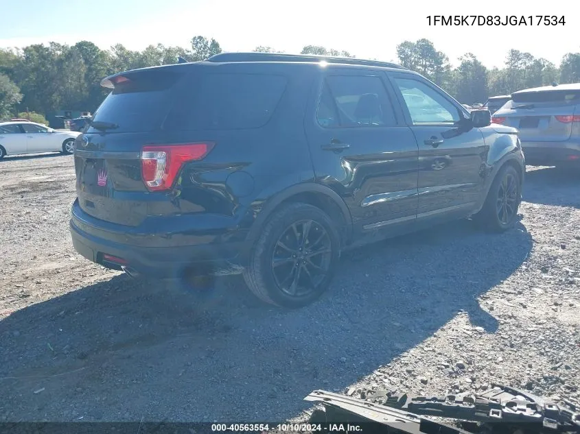 2018 Ford Explorer Xlt VIN: 1FM5K7D83JGA17534 Lot: 40563554