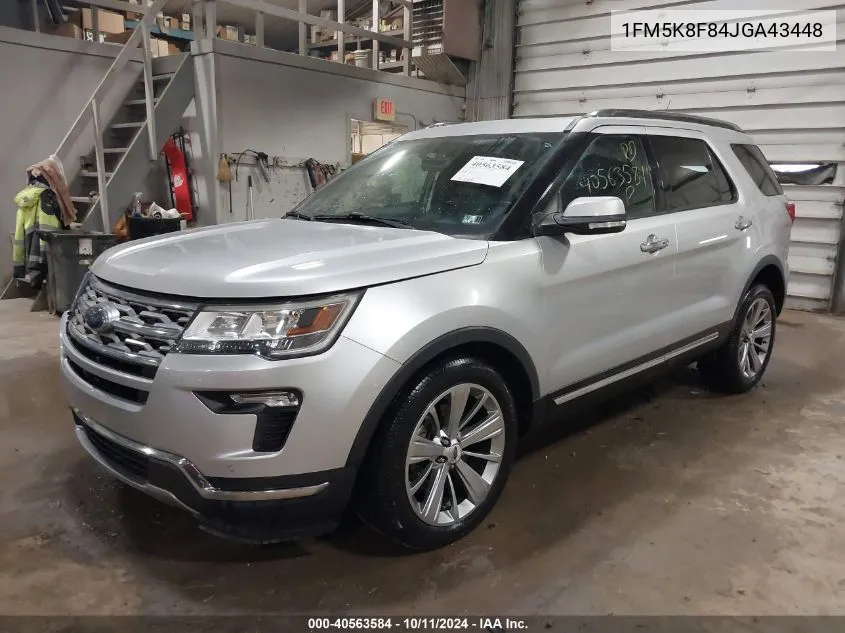 2018 Ford Explorer Limited VIN: 1FM5K8F84JGA43448 Lot: 40563584