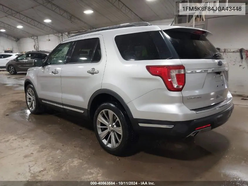 2018 Ford Explorer Limited VIN: 1FM5K8F84JGA43448 Lot: 40563584