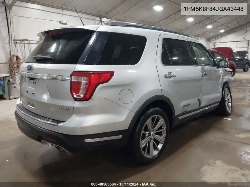 2018 Ford Explorer Limited VIN: 1FM5K8F84JGA43448 Lot: 40563584