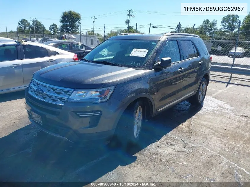 2018 Ford Explorer Xlt VIN: 1FM5K7D89JGC62967 Lot: 40568949