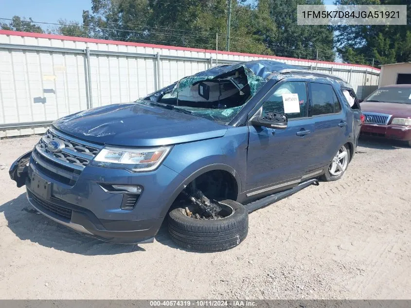 2018 Ford Explorer Xlt VIN: 1FM5K7D84JGA51921 Lot: 40574319