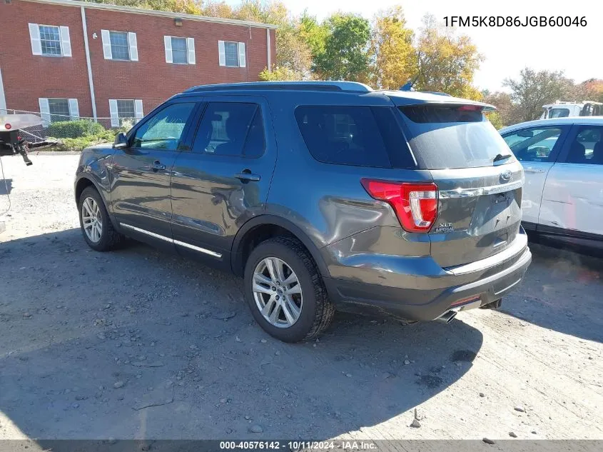 2018 Ford Explorer Xlt VIN: 1FM5K8D86JGB60046 Lot: 40576142