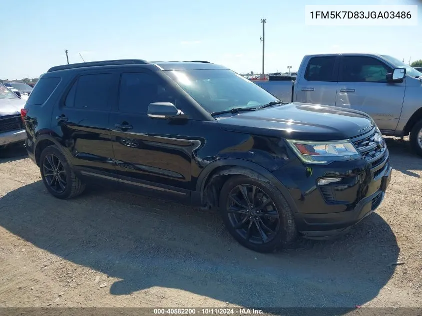 2018 Ford Explorer Xlt VIN: 1FM5K7D83JGA03486 Lot: 40582200