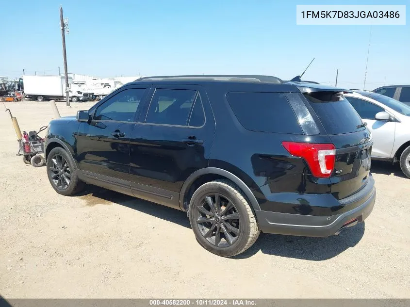 2018 Ford Explorer Xlt VIN: 1FM5K7D83JGA03486 Lot: 40582200