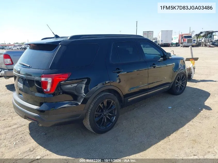 2018 Ford Explorer Xlt VIN: 1FM5K7D83JGA03486 Lot: 40582200