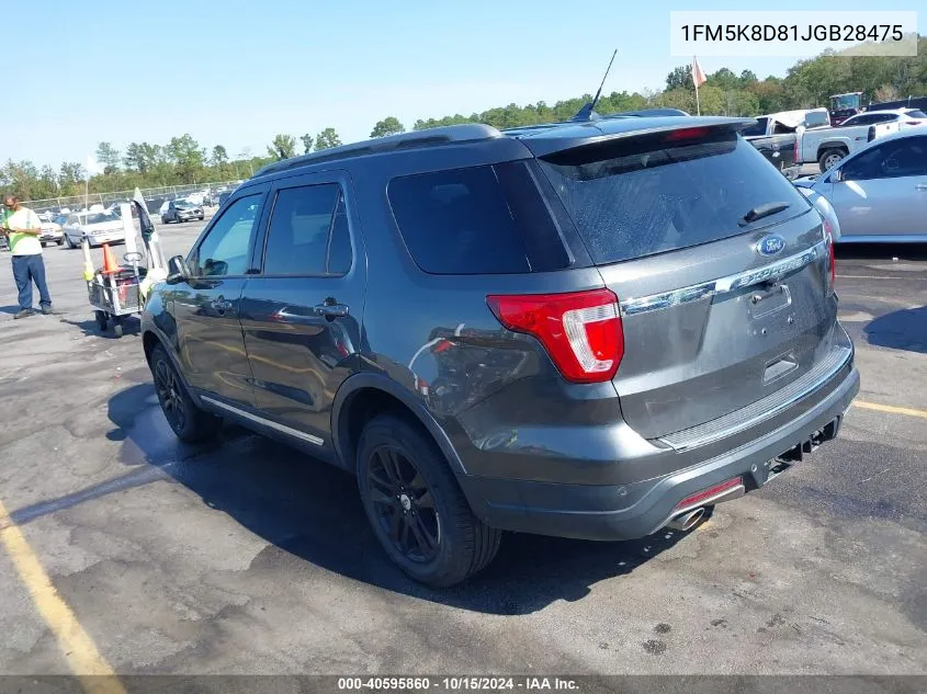 2018 Ford Explorer Xlt VIN: 1FM5K8D81JGB28475 Lot: 40595860