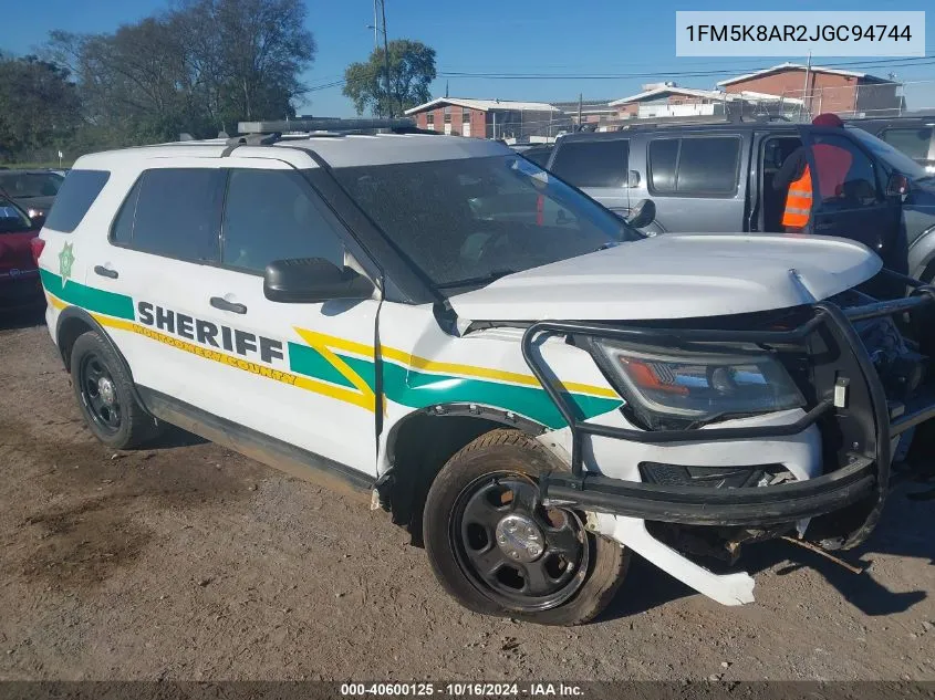 2018 Ford Police Interceptor Utility VIN: 1FM5K8AR2JGC94744 Lot: 40600125