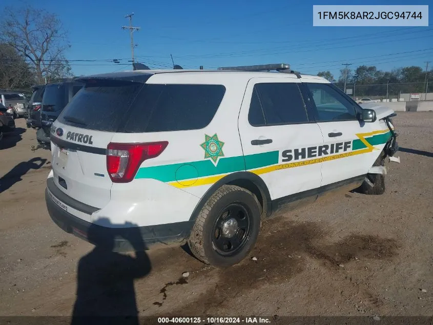 2018 Ford Police Interceptor Utility VIN: 1FM5K8AR2JGC94744 Lot: 40600125