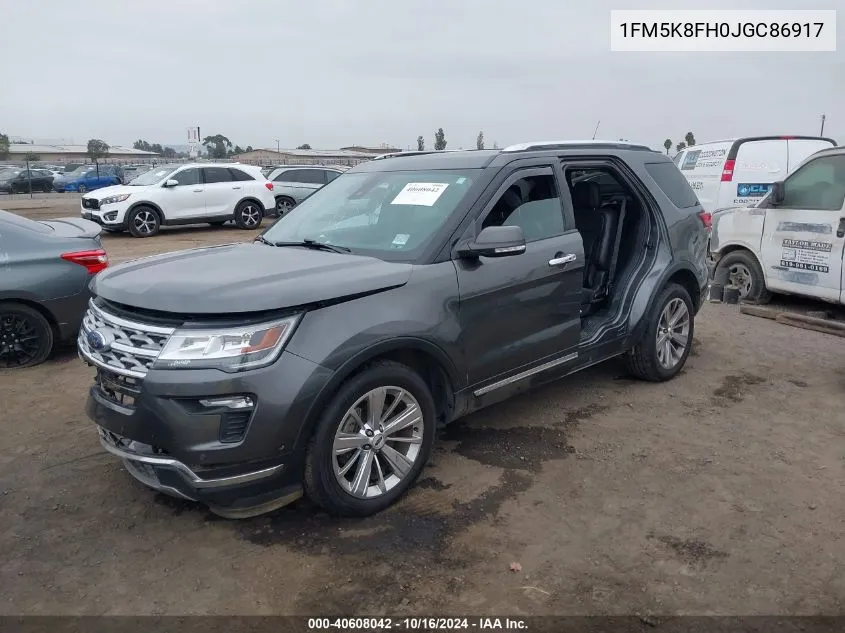 2018 Ford Explorer Limited VIN: 1FM5K8FH0JGC86917 Lot: 40608042