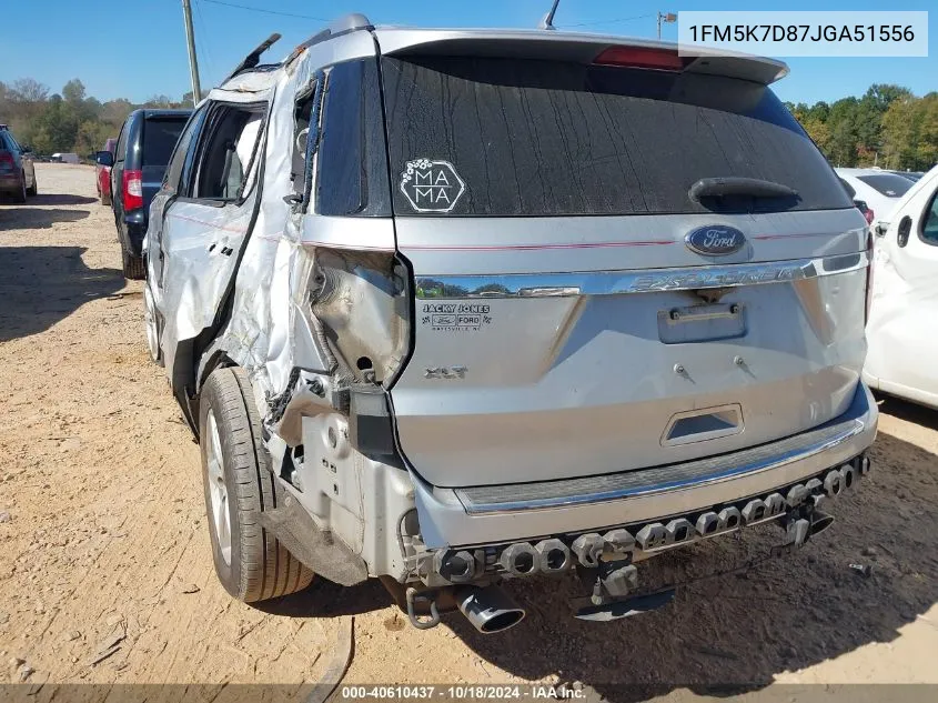 2018 Ford Explorer Xlt VIN: 1FM5K7D87JGA51556 Lot: 40610437