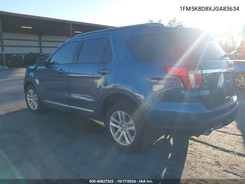 2018 Ford Explorer Xlt VIN: 1FM5K8D8XJGA83634 Lot: 40627022