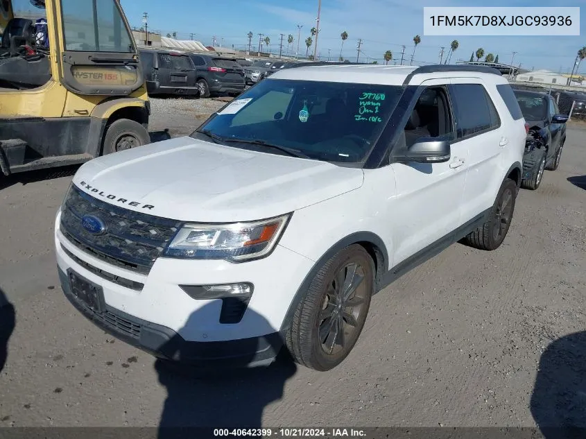 2018 Ford Explorer Xlt VIN: 1FM5K7D8XJGC93936 Lot: 40642399