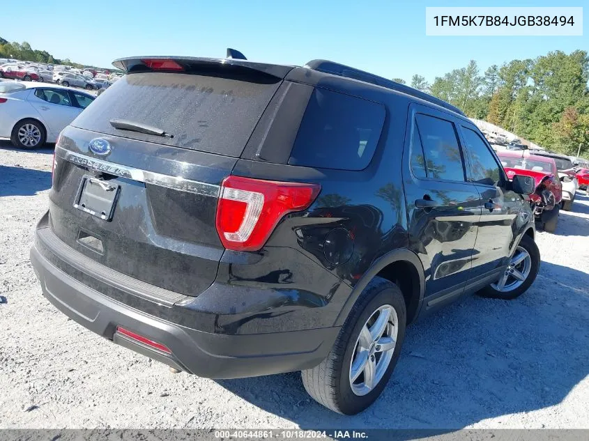 2018 Ford Explorer VIN: 1FM5K7B84JGB38494 Lot: 40644861