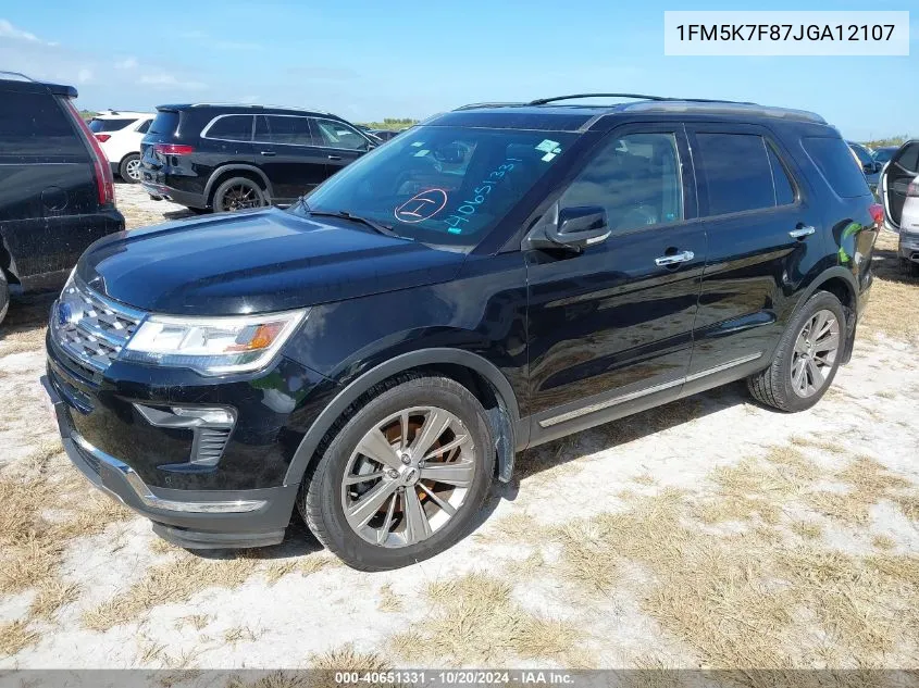 2018 Ford Explorer Limited VIN: 1FM5K7F87JGA12107 Lot: 40651331