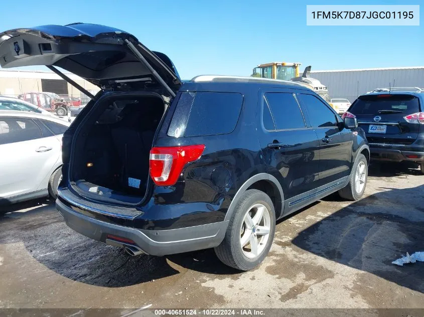 2018 Ford Explorer Xlt VIN: 1FM5K7D87JGC01195 Lot: 40651524