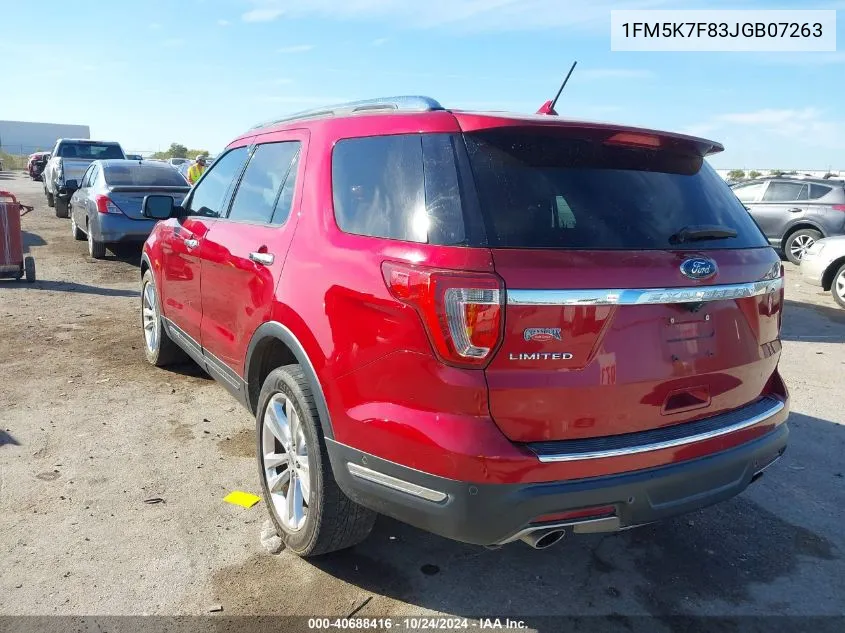 2018 Ford Explorer Limited VIN: 1FM5K7F83JGB07263 Lot: 40688416