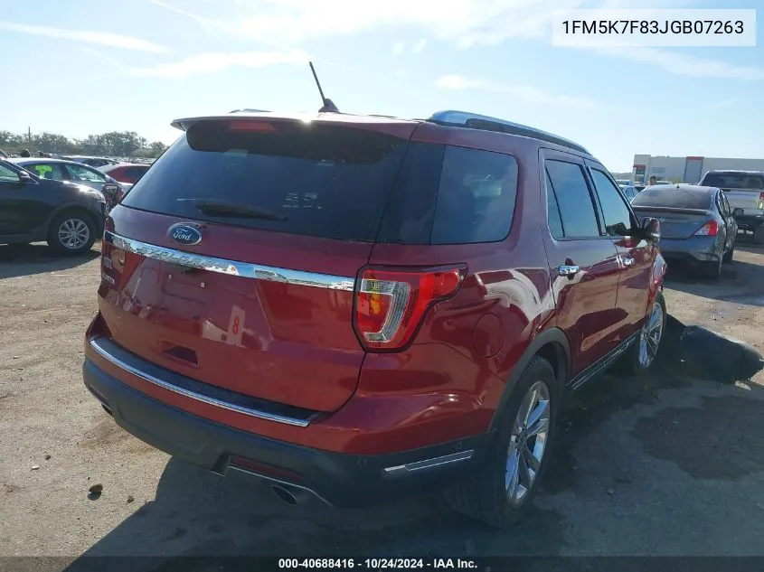 2018 Ford Explorer Limited VIN: 1FM5K7F83JGB07263 Lot: 40688416