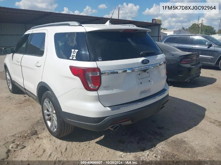 2018 Ford Explorer Xlt VIN: 1FM5K7D8XJGC92964 Lot: 40698807