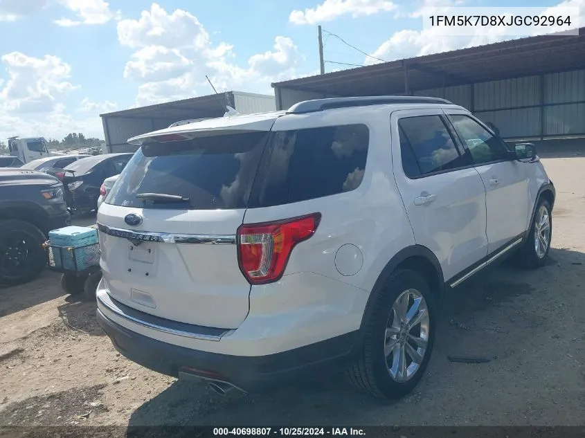 2018 Ford Explorer Xlt VIN: 1FM5K7D8XJGC92964 Lot: 40698807