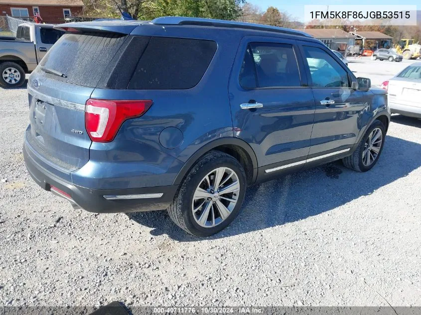 2018 Ford Explorer Limited VIN: 1FM5K8F86JGB53515 Lot: 40711776