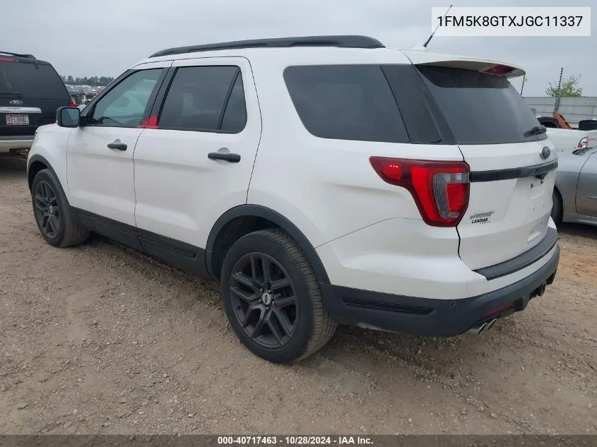 2018 Ford Explorer Sport VIN: 1FM5K8GTXJGC11337 Lot: 40717463