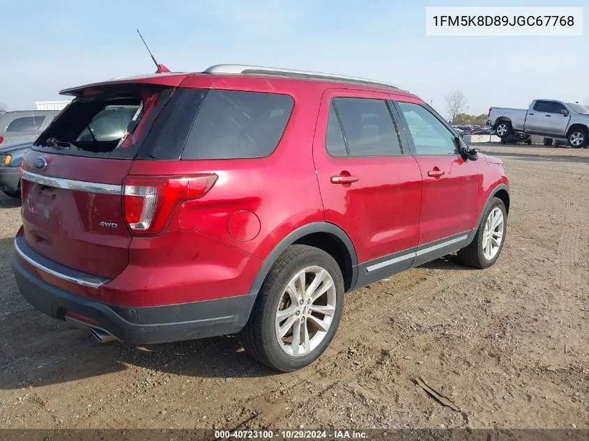 2018 Ford Explorer Xlt VIN: 1FM5K8D89JGC67768 Lot: 40723100