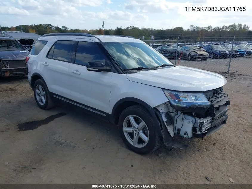 2018 Ford Explorer Xlt VIN: 1FM5K7D83JGA11765 Lot: 40741075