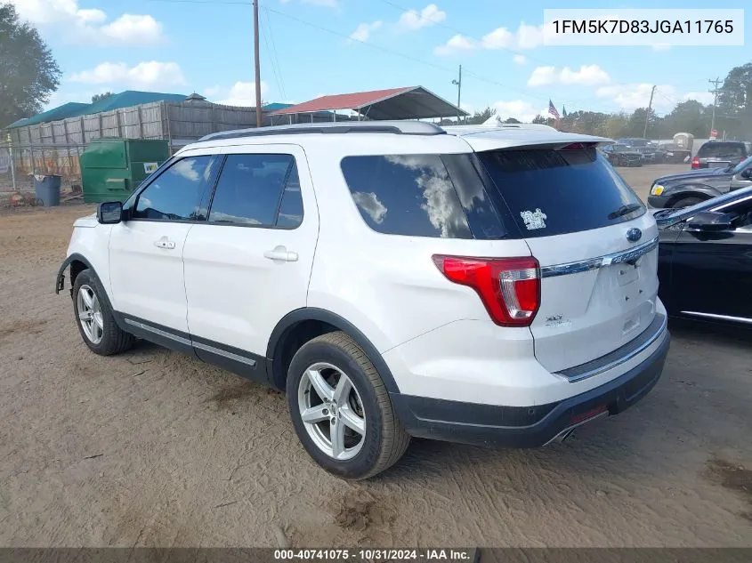 2018 Ford Explorer Xlt VIN: 1FM5K7D83JGA11765 Lot: 40741075