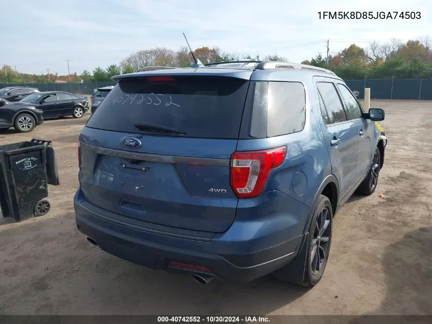 2018 Ford Explorer Xlt VIN: 1FM5K8D85JGA74503 Lot: 40742552