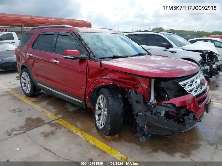 2018 Ford Explorer Limited VIN: 1FM5K7FH7JGC92918 Lot: 40761939