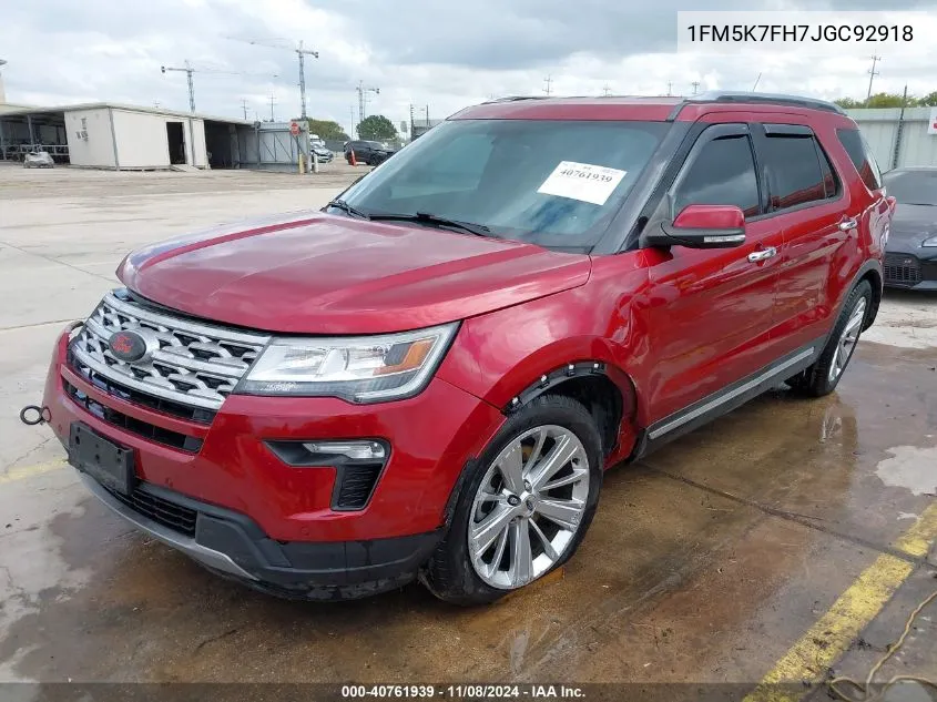 2018 Ford Explorer Limited VIN: 1FM5K7FH7JGC92918 Lot: 40761939