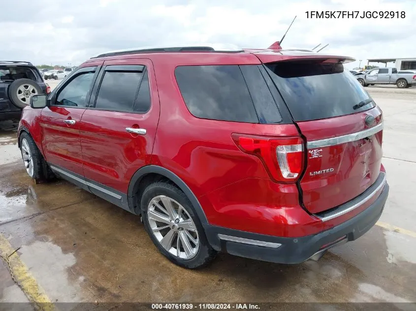 2018 Ford Explorer Limited VIN: 1FM5K7FH7JGC92918 Lot: 40761939