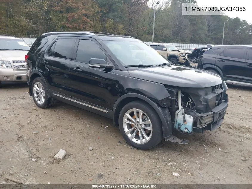 2018 Ford Explorer Xlt VIN: 1FM5K7D82JGA34356 Lot: 40799277