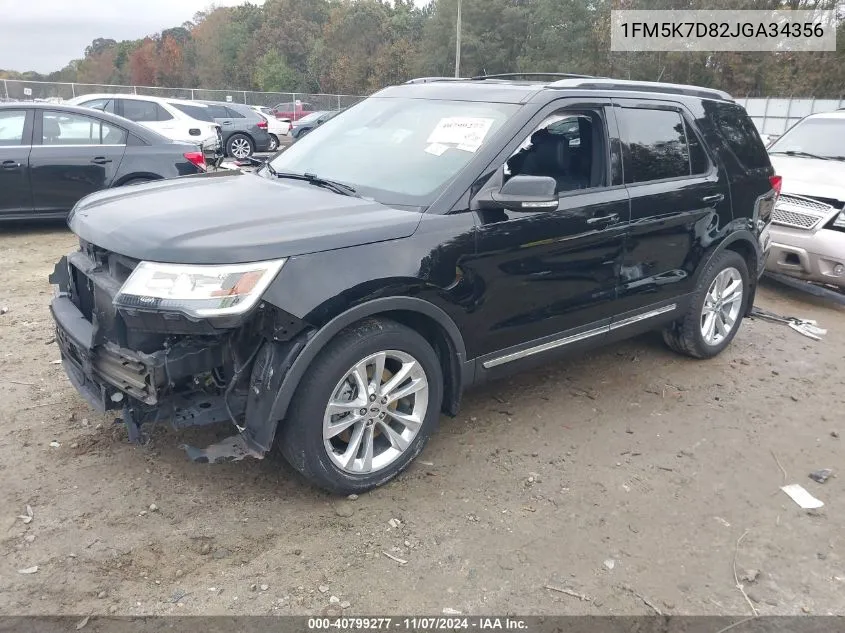 2018 Ford Explorer Xlt VIN: 1FM5K7D82JGA34356 Lot: 40799277