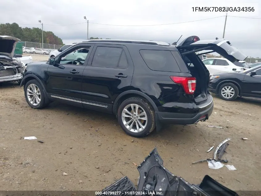 2018 Ford Explorer Xlt VIN: 1FM5K7D82JGA34356 Lot: 40799277