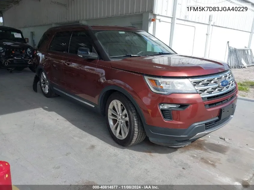 2018 Ford Explorer Xlt VIN: 1FM5K7D83JGA40229 Lot: 40814577