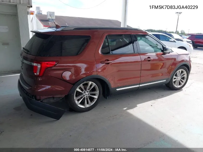 2018 Ford Explorer Xlt VIN: 1FM5K7D83JGA40229 Lot: 40814577